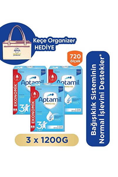 Aptamil 3 Prebiyotikli Devam Sütü 1200 Gr X 3 Adet 3600 Gr -Keçe Organizer He...