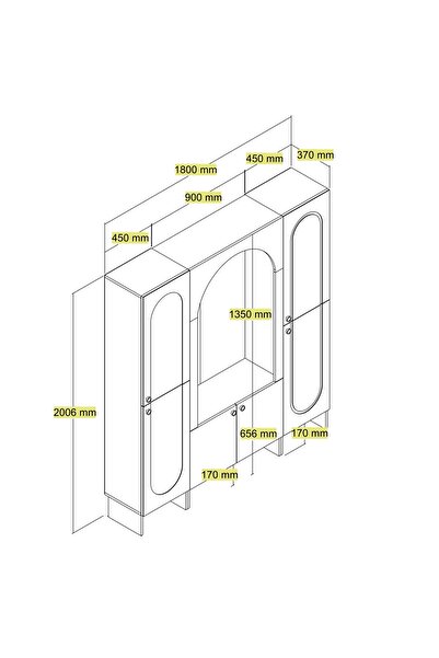 Variant Mobilya Palermo KLM Portmanto V110 - Gölge Çizgili Meşe