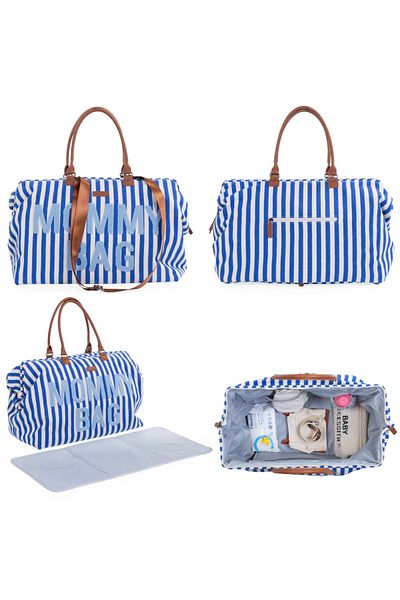 CHILDHOME Geanta de infasat Mommy Bag Albastru/Alb