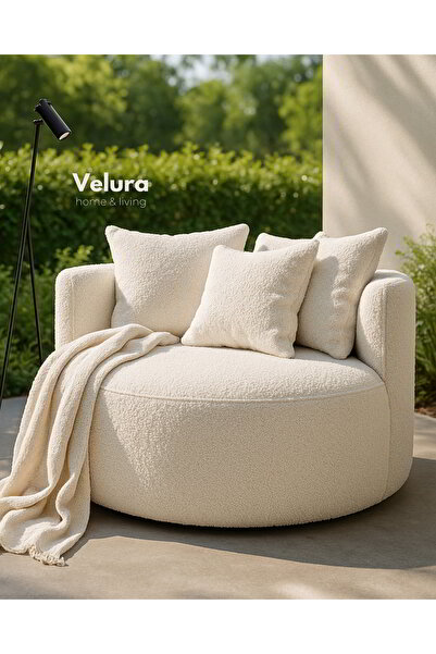 Velura Home & Living Miz Berjer & Puf & Armut & Tekli Koltuk & Dinlenme Koltuğu - Sarı