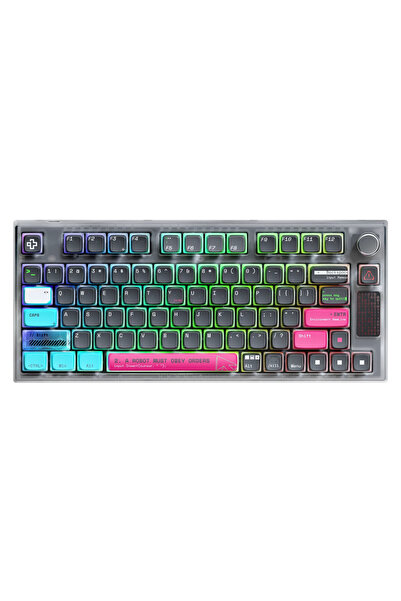 QwertyKey Terminal QwertyKey75 Bluetooth Wireless Hotswap RGB VIA/QMK Tastatură mecanică pentru jocuri Switch liniar