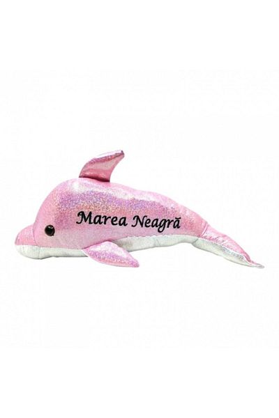 OEM Jucărie de pluș Delfin cu detalii brodate, Marea Neagră, 50 cm, roz