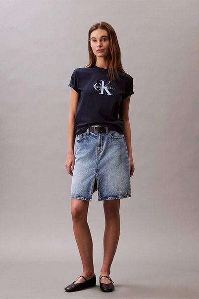 Calvin Klein Hero Ss Classic Monologo Cneck Navy Blue Women's T-Shirt