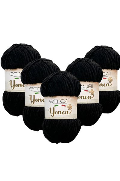 Etrofil Clover Velvet Hand Knitting Yarn 5 Pieces 70092 Black