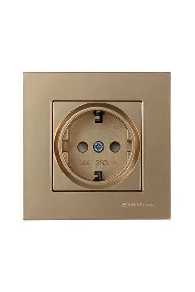 Mutlusan RİTA TOPRAKLI PRİZ ANTİK ALTIN (ÇERÇEVE DAHİL)