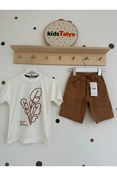 kidstalya طقم شورت بنقشة شجرة النخيل