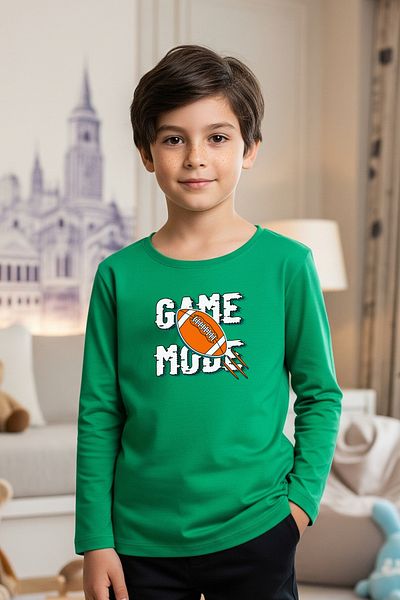 FYK KİDS Zero Collar Game Mode Printed Boy's Sweatshirt
