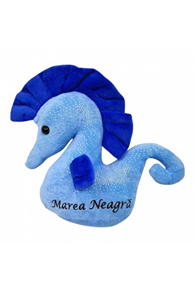 OEM Jucărie de pluș cu detalii brodate, Căluț de mare, 24x24x10 cm, Albastru