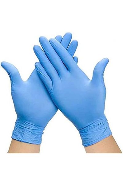 Corona Disposable Vinyl Gloves - Set of 100, Medium (Blue)