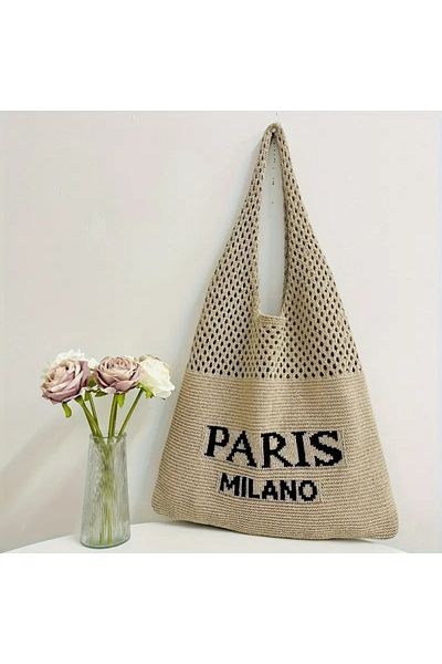 citycenterfashion Geantă de umăr tricotată pentru femei Paris Milano Knit