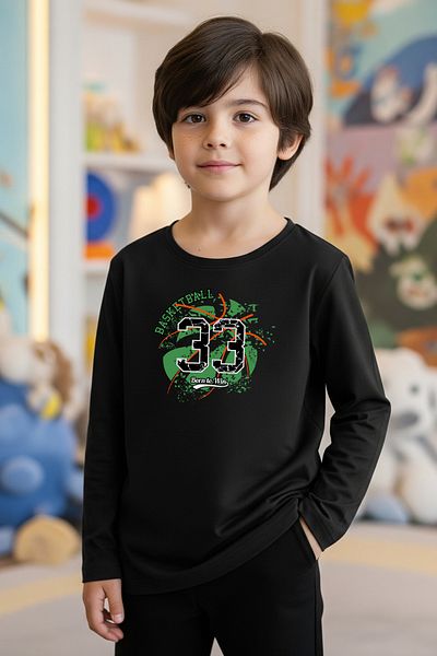FYK KİDS Zero Collar Basketball Printed Boy's Sweatshirt