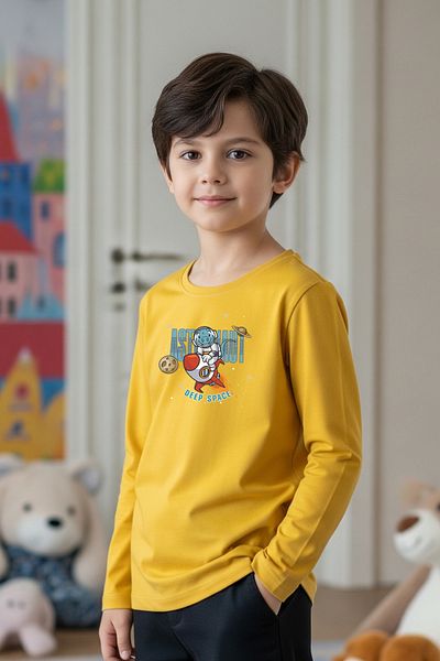 FYK KİDS Zero Collar Astronaut Printed Boy's Sweatshirt