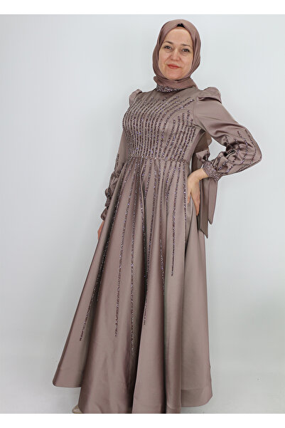 suenna 258 KOLLARI YAKASI GÖĞSÜ VE ETEĞİ TAŞLI MİDİ BOY PRENSES MODEL TASARIM...