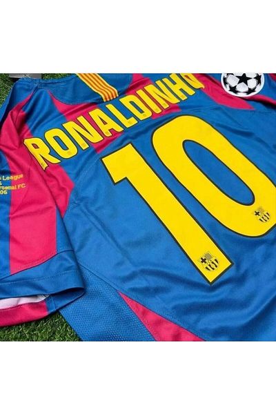 BARBITOS Barcelona 2008-2009 Season Ronaldinho Reto Nostalgia Adult Jersey
