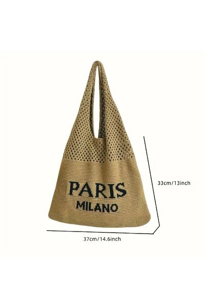 citycenterfashion Geantă de umăr tricotată pentru femei Paris Milano Knit