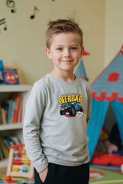FYK KİDS Zero Collar Off Road Printed Boy's Sweatshirt