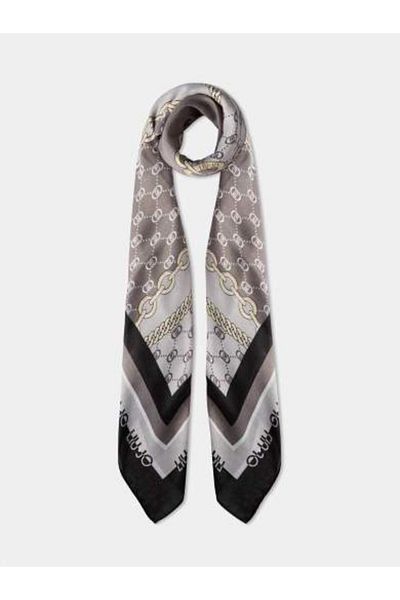 Liu Jo وشاح أسود من القماش المنسوج بنمط شعار نسائي 2F5067T0300-22222