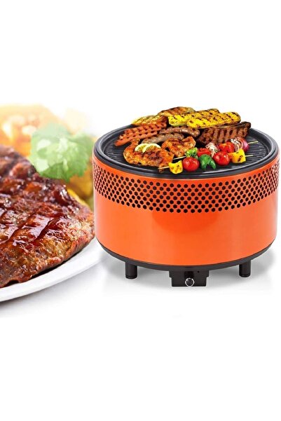 GÜMRÜK BEY AEM-001 Kompakt Taşınabilir Dumansız Fanlı Kömürlü Barbekü Izgarası Powerbank & Pil ile Çalışabilir