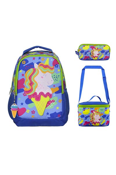 Famebag Ümit Çanta Licensed Ice Cream Unicorn Backpack - Nutrition and Pen Bag Set