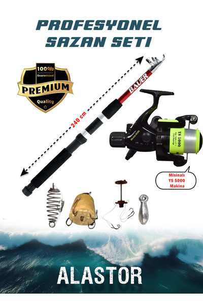 ALASTOR Profosyonel Sazan Olta Takımı Sazan Olta Seti Makineli Olta 240 Kamış Makinelı Olta