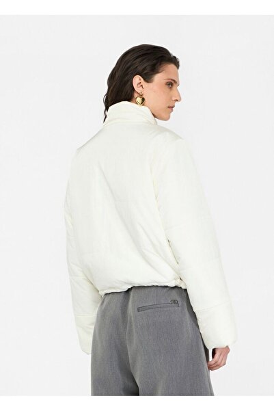 Liu Jo Women's Regular Fit Stand Collar Zip-Up Long Sleeve Double-Sided Beige Jacket Tf5015Ma93F-C3740