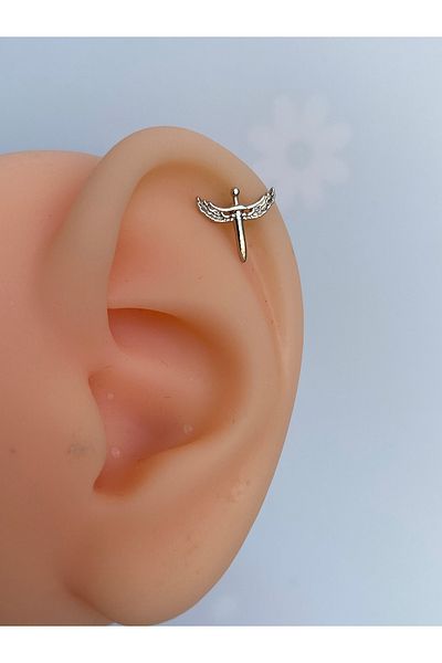 kurukafagift Helix Tragus Cartilage Steel Piercing with Michael Angel Figure 8 mm