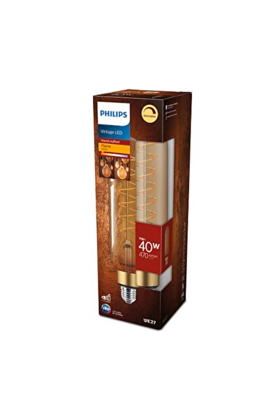 Philips Bec LED Vintage Classic-Giant T65, reglabil, E27, 7W, 470 lm, lumină caldă cu flacără (1800K), Ambe