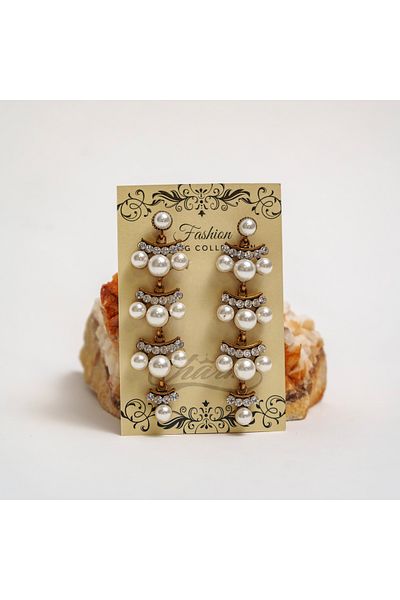 CHARM Cercei „Pearl Cascade” – Șirag de perle și cristale