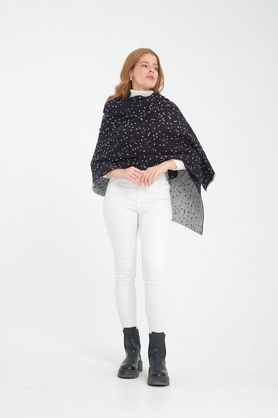 T Crazy T-Crazy Knitwear Galaxy Winter Knitwear Shawl, Polka Dot Double Layer and Reversible Knitwear Knitted Shoulder Shawl