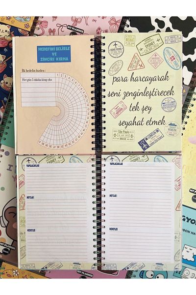 Mielibon Cute Cat Pattern Weekly Planner |   Agenda with Stickers 17X24 cm 110 Pages