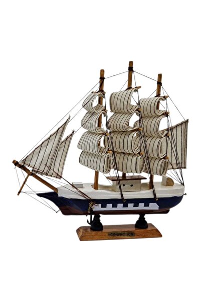 OEM Navă din lemn cu vele 22x22x6 cm, albastră