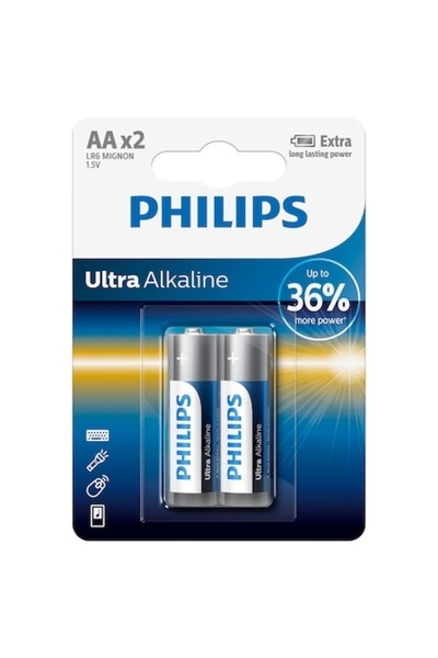 Philips Ultra Alkaline AA Batteries, 2 Pieces
