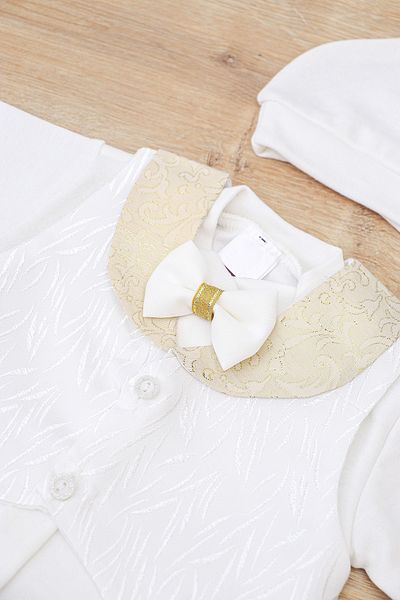 Sitilin Baby Boy White Vest and Bow Tie Mevlit Set Luxury Special Day and Mevlütlük Fancy Set 0-3 Month Stl7071