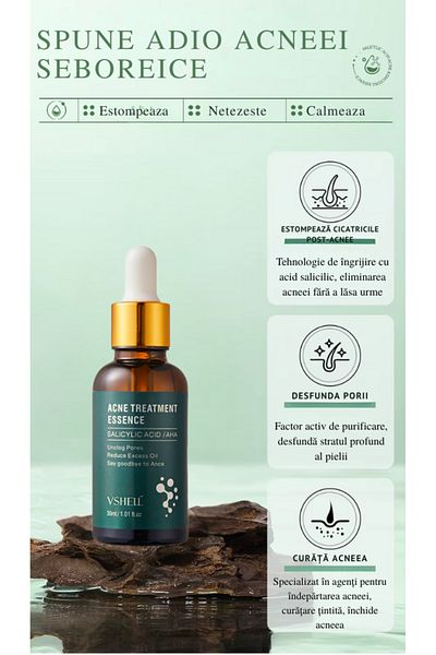 VSHELL Anti-Acne Serum with AHA + BHA (Encapsulated Salicylic Acid) , 30ml – Pore Cleansing, Scars, Sebum