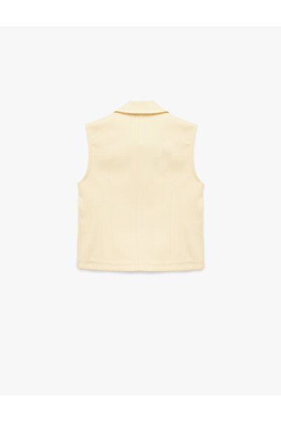 Koton Slim Fit Gold Button Detailed Sleeveless Jacket Collar Vest