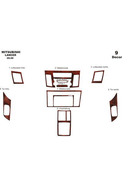 Marscockpitdesign ميتسوبيشي لانسر وحدة التحكم-تورد 2009 9 قطع