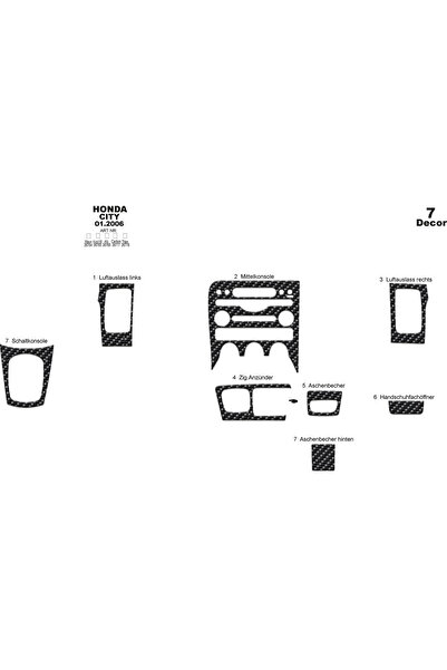 Marscockpitdesign هوندا سيتي كونسول-توربيدو 2006-2010 7 قطع