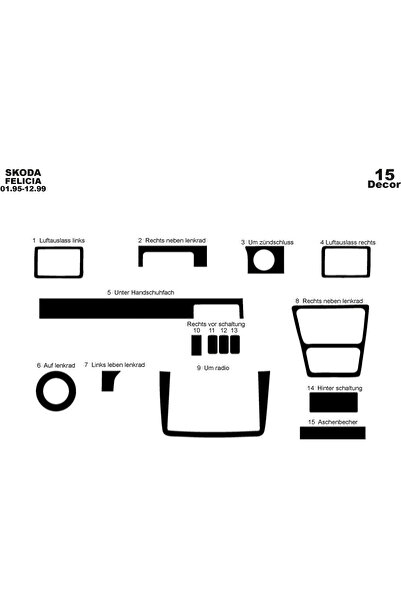 Marscockpitdesign سكودا فيليسيا وحدة التحكم-توبيردو 1995-1999 15 قطعة