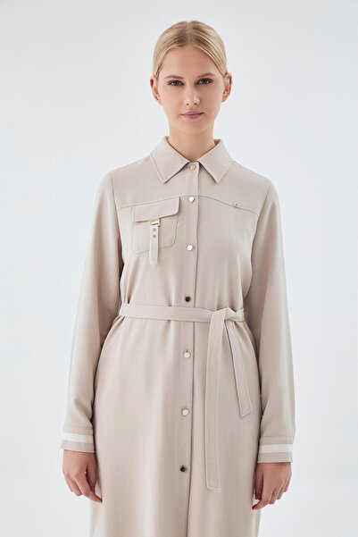 Zühre Beige Wear and Go with Belt and Pocket Detail Gc-0247