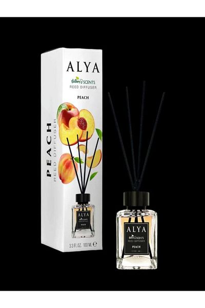 ALYA PEACH Room Air Freshener – | Reed Diffuser with Rattan Sticks – 100 ml