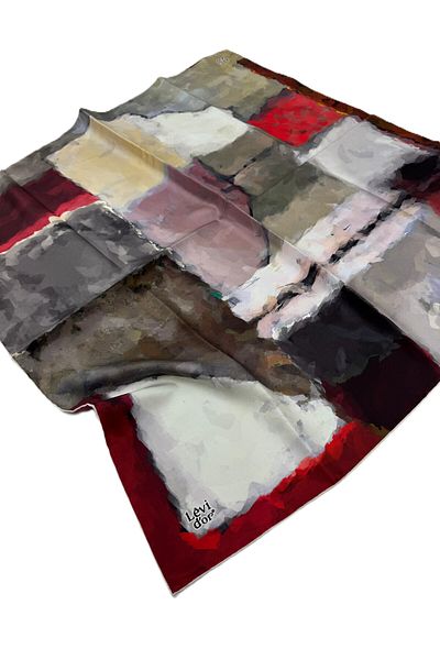 Levidor Μεταξωτό μαντίλι Twill Ld1060-01 Μοτίβο μπατίκ Κόκκινο-02