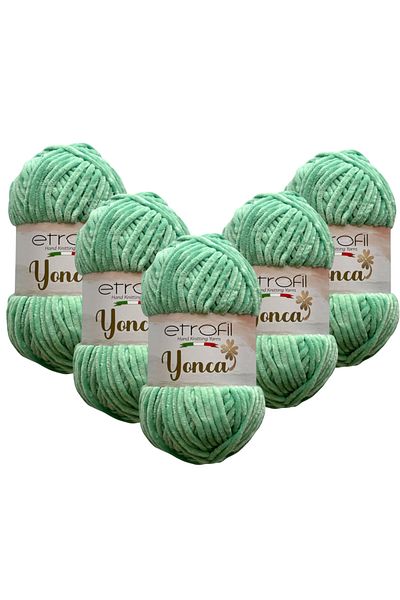 Etrofil Clover Velvet Hand Knitting Yarn 5 Pieces 70411 Light Green