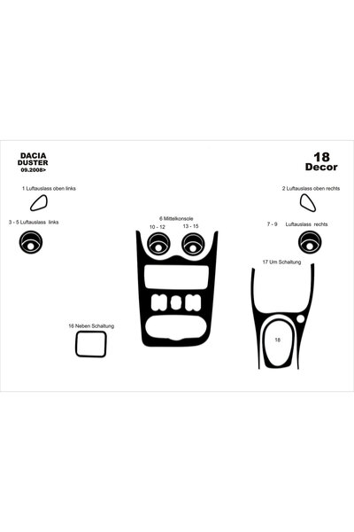 Marscockpitdesign داشيه داستر كونسول-توربيدو 2008-2012 18 قطعة