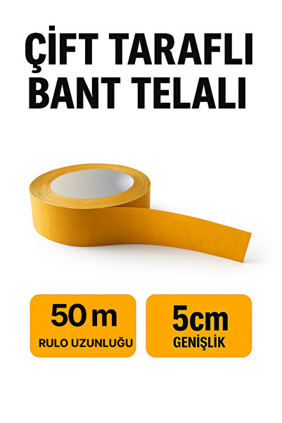 DEKOSET Telalı Çift Taraflı Bant (50 mt uzunluk, 5 cm genişlik)