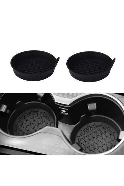 Choice1 قطعتان من قواعد أكواب السيارة المصنوعة من السيليكون الناعم، لون أسود،...