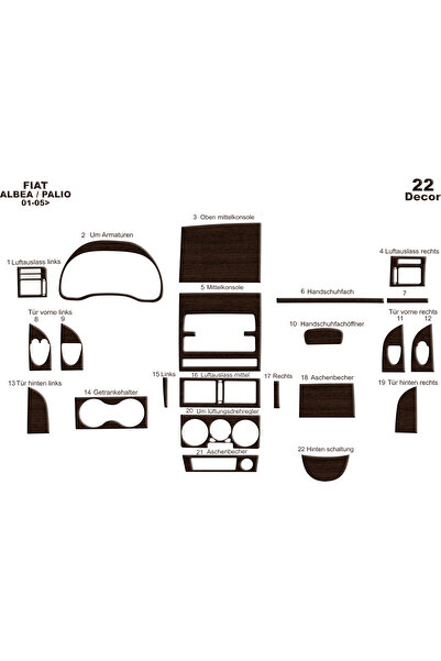 Marscockpitdesign فيات ألبيا باليو كونسول-توربيدو 2005 22 قطعة