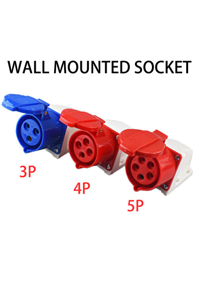 Choice18 5P 32A Wall Mounted Socket IP44 Industrial Plug and Sket Waterproof ...