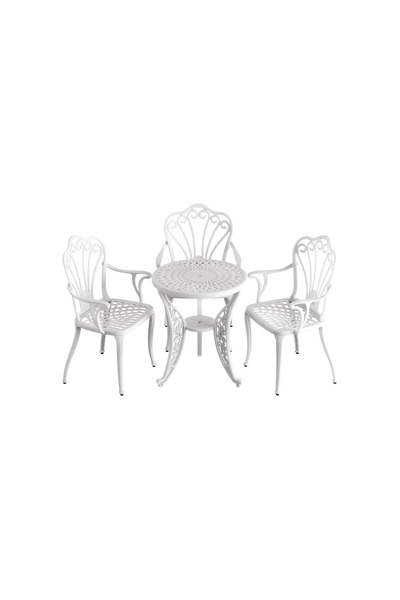 HubRom Set Mobilier Gradina HubRom, 1xMasa Rotunda(60x72), 3xScaun ISTANBUL(43x42x50x91) Alb