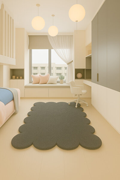 SOFT DECOR Modern Dekoratif Salon Halısı Çocuk Odası Yolluk Kaymaz Taban Halı