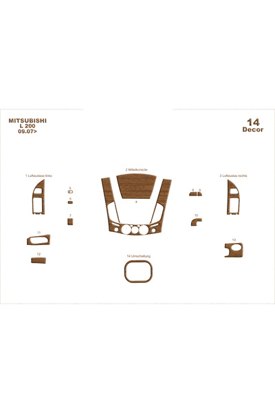 Marscockpitdesign ميتسوبيشي L200 4X2 كونسول-توربيد 2007 14 قطعة